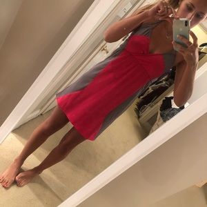 Pink and grey dress with pockets